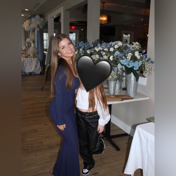 Long Sleeve Navy Long Dress - Picture 4 of 4